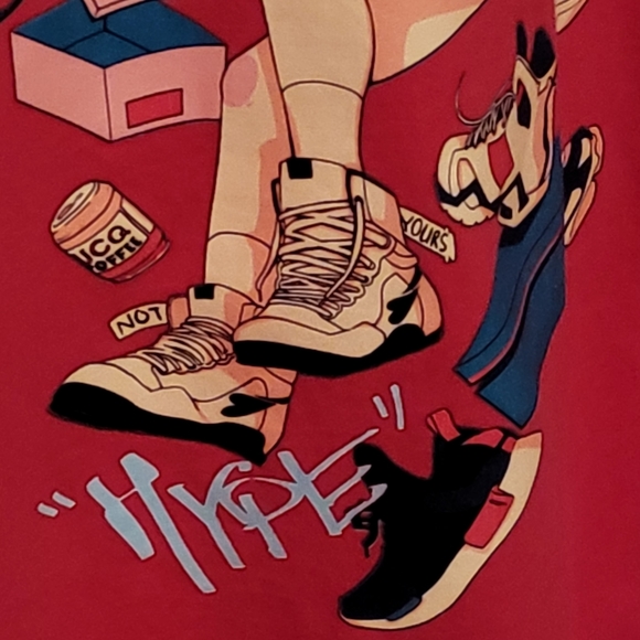 BiBisama Anime Japanese Girl Hype Sneaker Collection T-Shirt - Size XXL - Pink - Picture 6 of 9